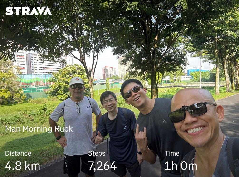 Man Morning ruck Strava screenshot with group selfie
