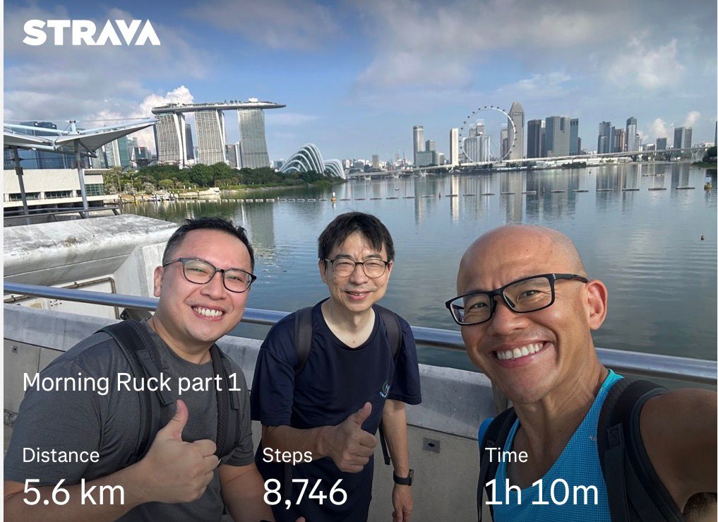 Morning ruck Strava screenshot at Marina Bay